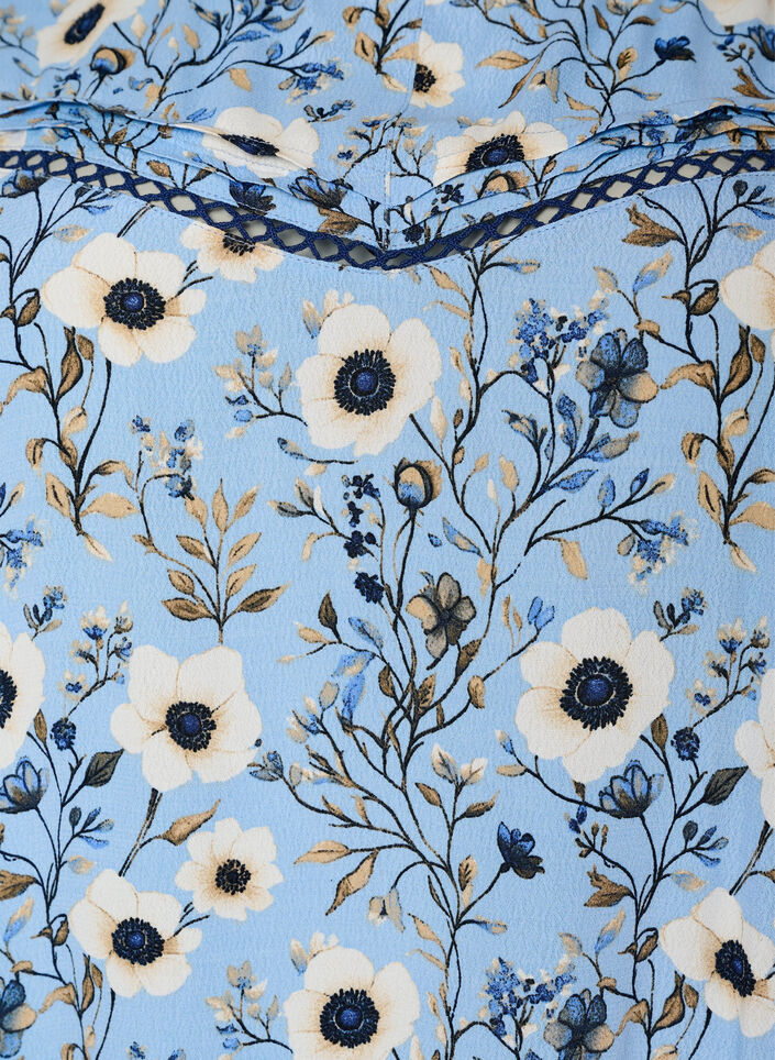 Gebl&uuml;mte Bluse mit kurzen &Auml;rmeln, Blau, Packshot image number 2