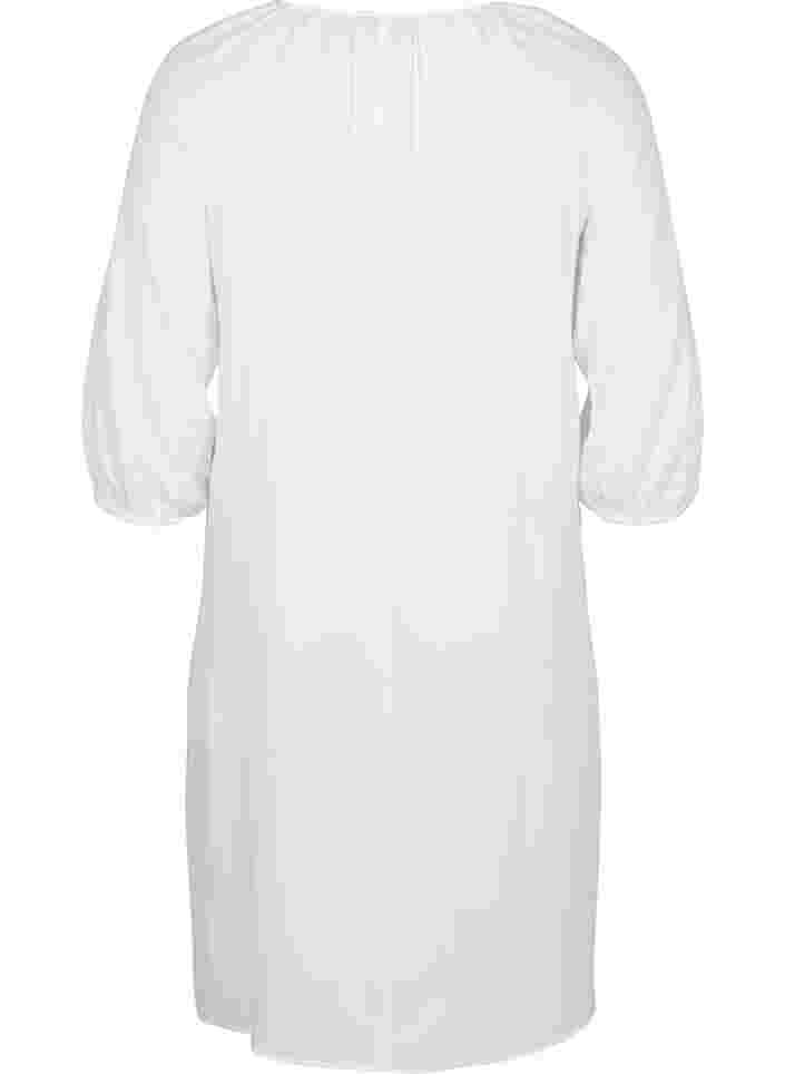 Viskosekleid mit V-Ausschnitt, Bright White, Packshot image number 1