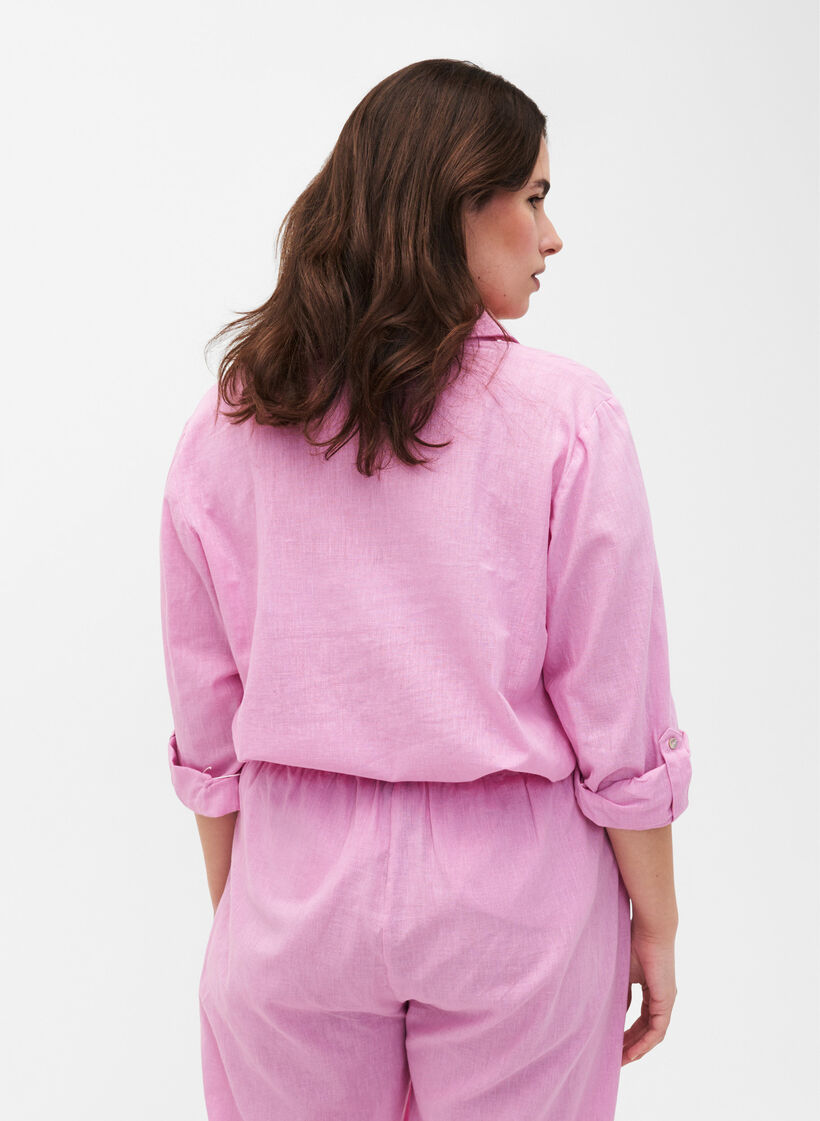 Hemdbluse mit Knopfverschluss aus Baumwoll-/Leinengemisch, Rosebloom, Model image number 1