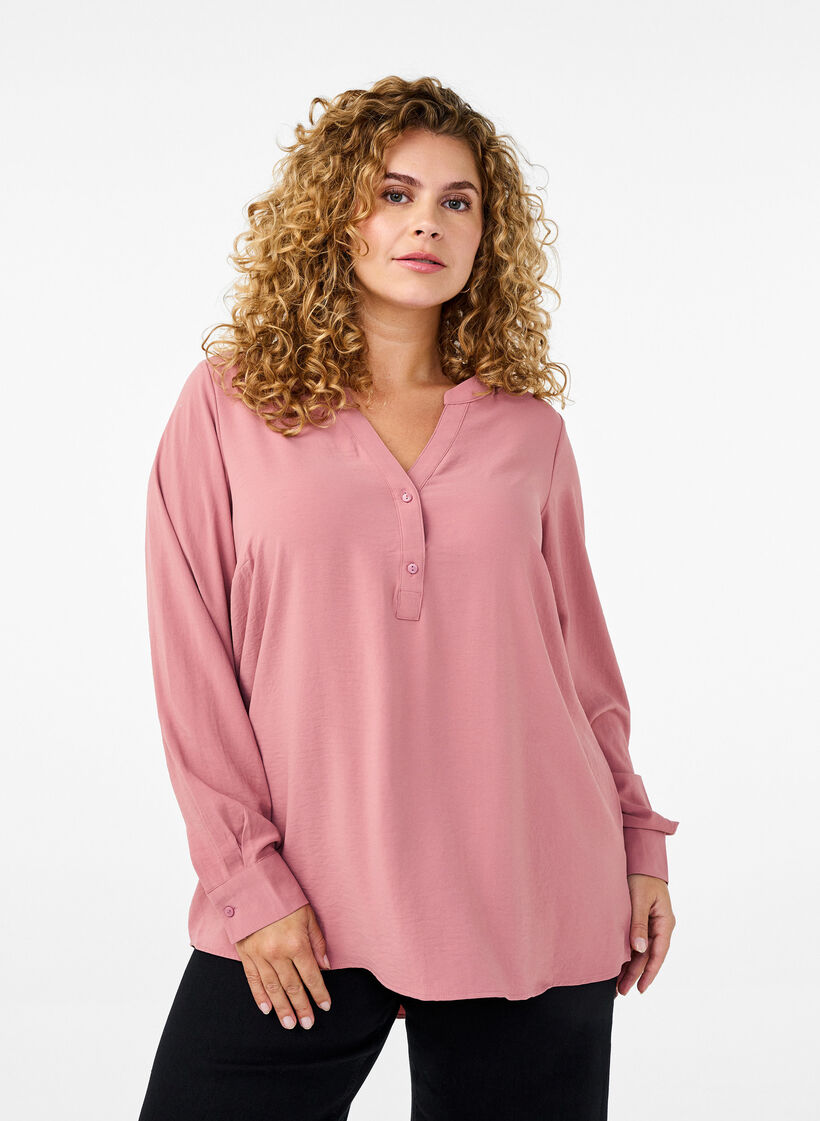 FLASH - Bluse mit langen Ärmeln, Rot, Model image number 0