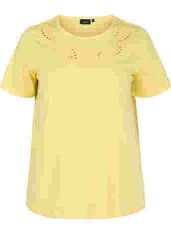 T-Shirt mit Lochstickerei und kurzen Ärmeln