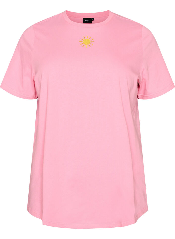 T-Shirt aus Bio-Baumwolle mit Textmotiv, Pink, Packshot image number 0