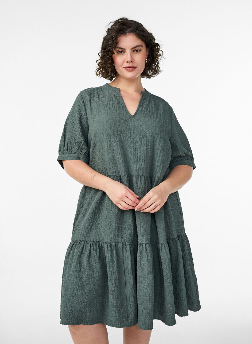 Kurzes A-Linien-Kleid, Gr&uuml;n, Model image number 0