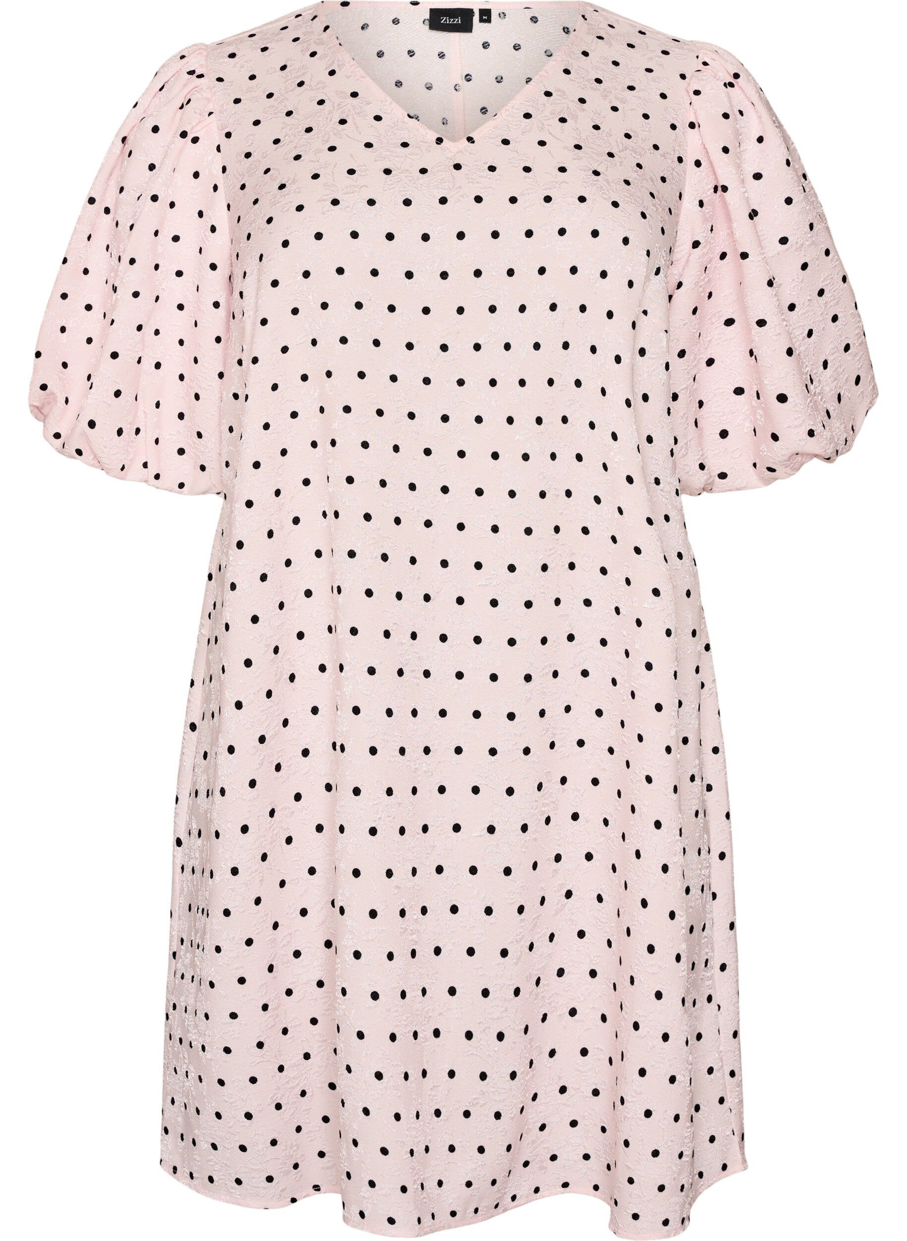 A-Linien-Kleid mit Polka Dots und Ballon&auml;rmeln