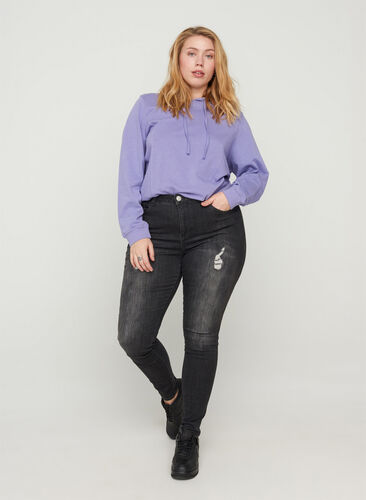 Amy Jeans mit Schlitzdetails, Grey Denim, Model image number 0