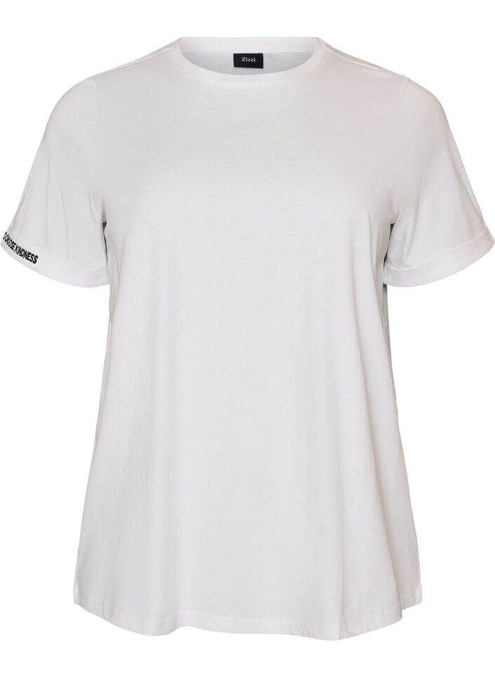 T-Shirt aus Baumwolle mit aufgesticktem Text, Wei&szlig;, Packshot image number 0