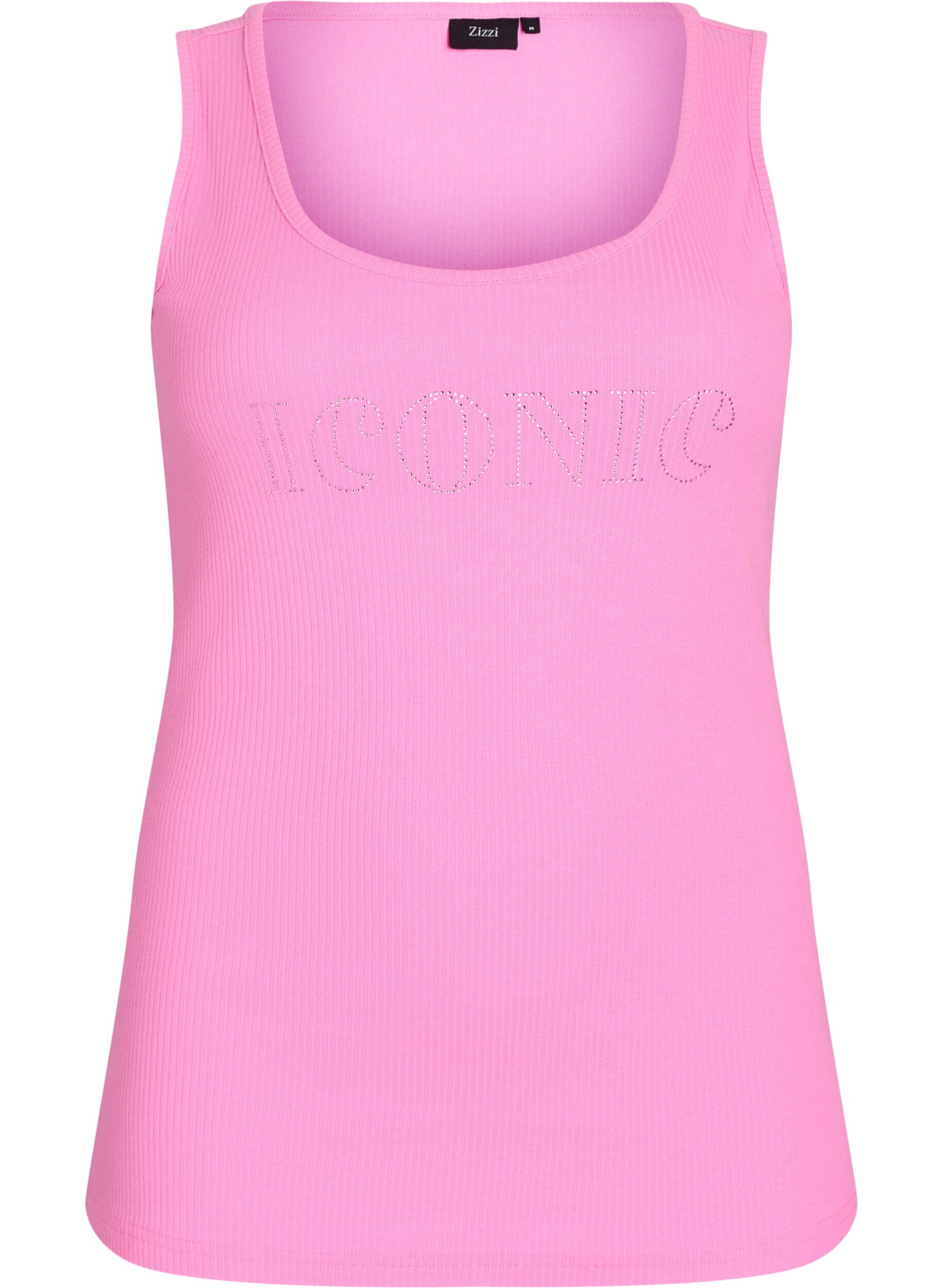 Zizzi Schmal geschnittenes Tank-Top mit Strasssteinen, Pink, Packshot image number 0