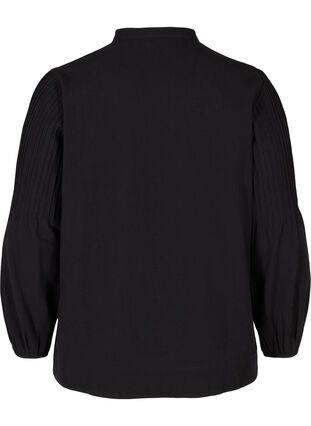 Langarm Bluse aus Baumwolle, Black, Packshot image number 1