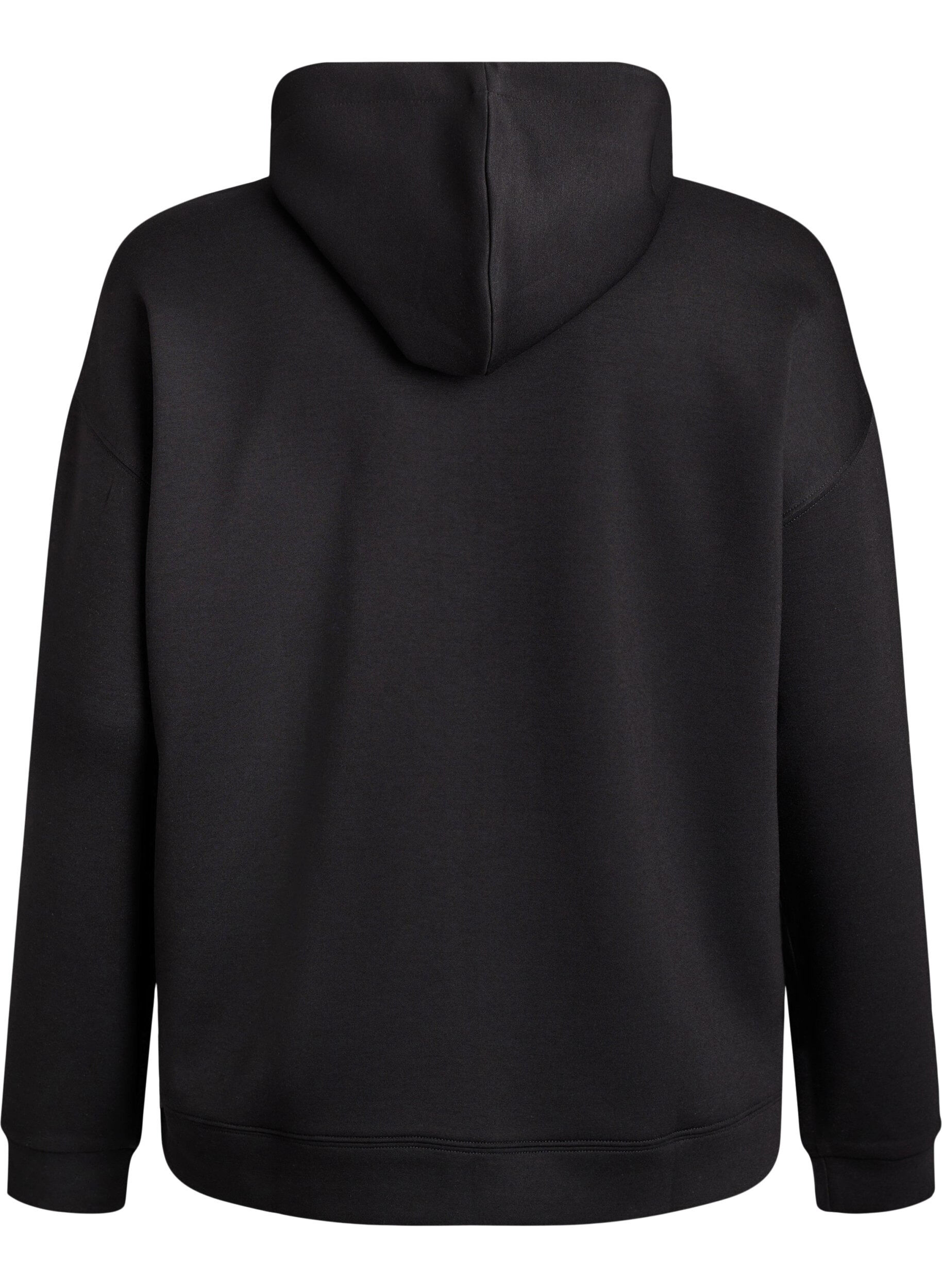 Zizzi Scuba-Hoodie mit Rei&szlig;verschluss und Taschen, Schwarz, Packshot image number 1