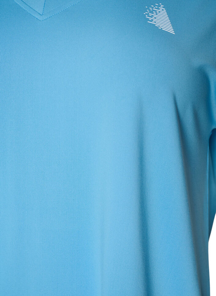 Lockeres Trainings-T-Shirt mit V-Ausschnitt, Blau, Packshot image number 2