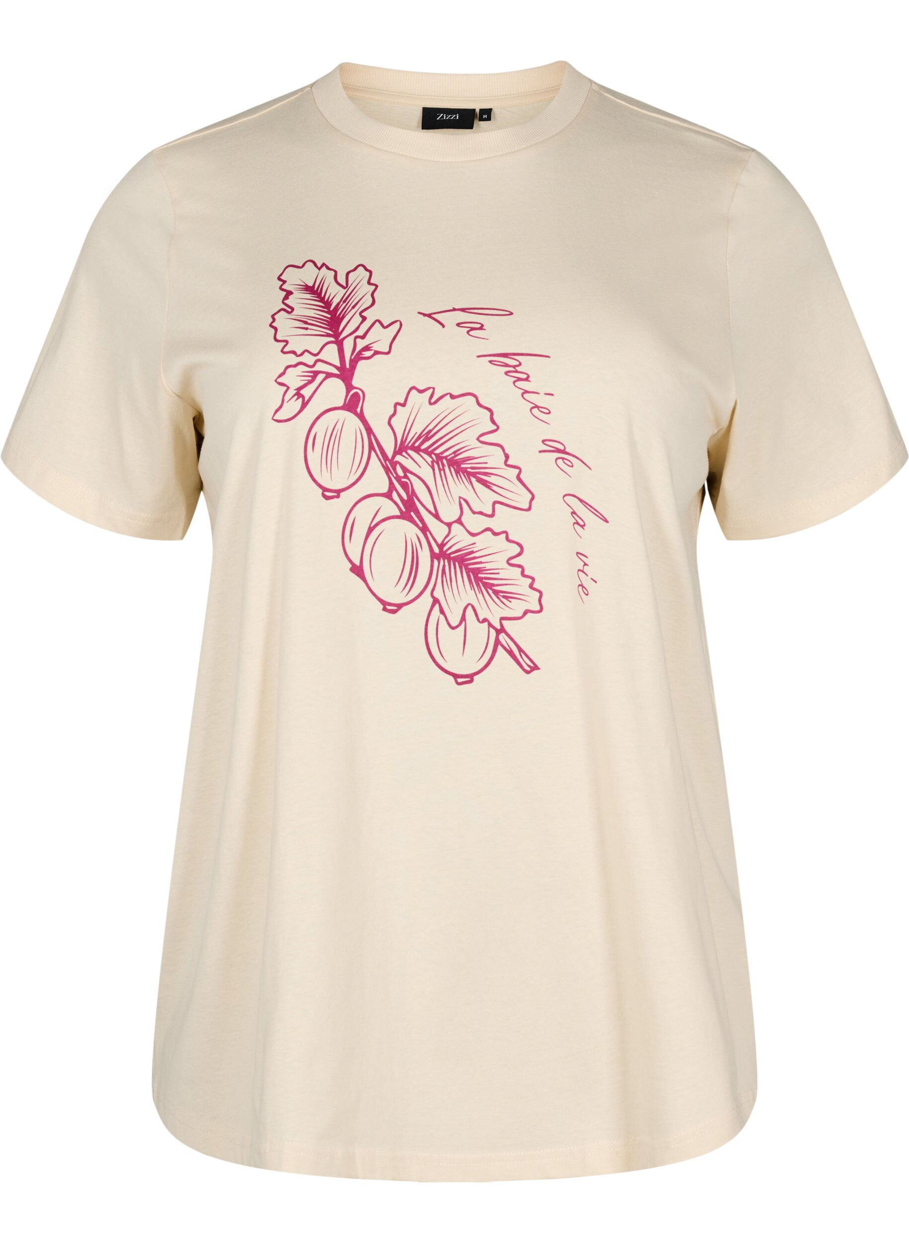 Zizzi T-Shirt aus Baumwolle mit Print, Beige, Packshot image number 0
