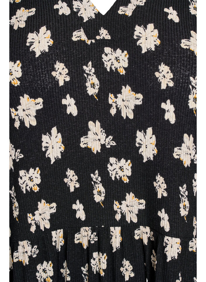 Gemustertes Kleid mit Eins&auml;tzen, Schwarz, Packshot image number 2