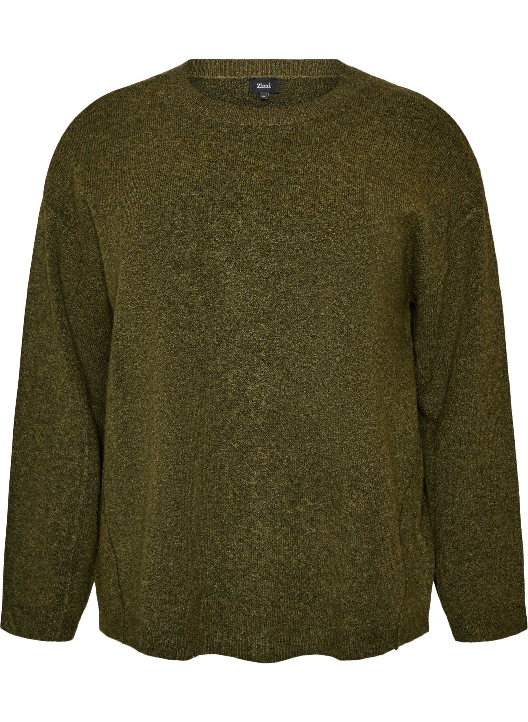 ZizziLockerer Strickpullover mit Kontrastn&auml;hten, Gr&uuml;n, Packshot image number 0