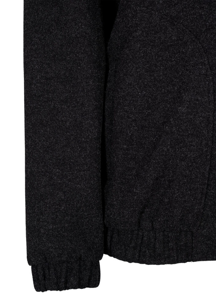 Bomberjacke in Wolloptik mit Taschen, Dark Grey Melange, Packshot image number 3