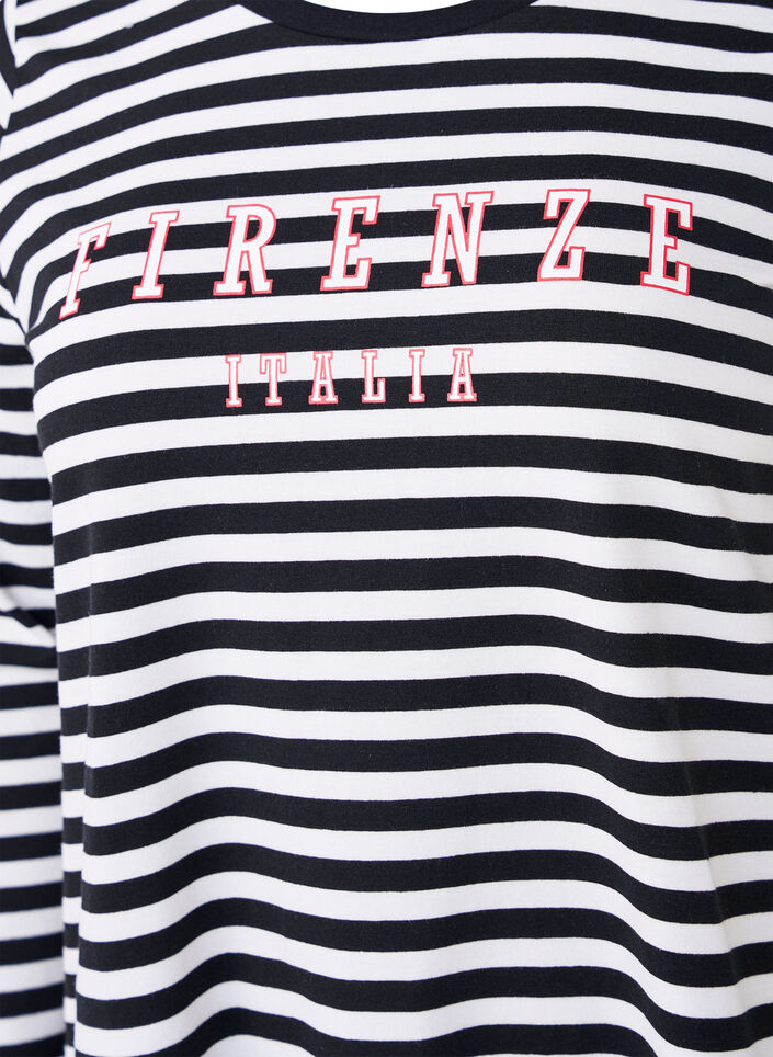 Geblümte Bluse mit Muster, White w.Black Stripe, Packshot image number 2