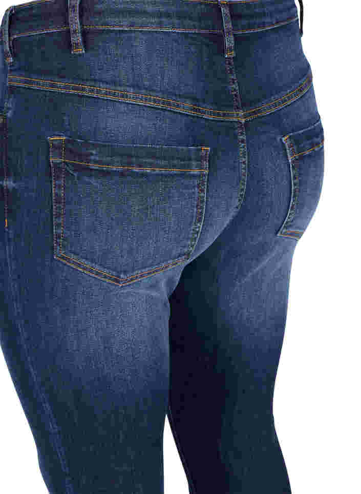 Super Slim Amy Jeans mit hoher Taille, Dark blue, Packshot image number 3