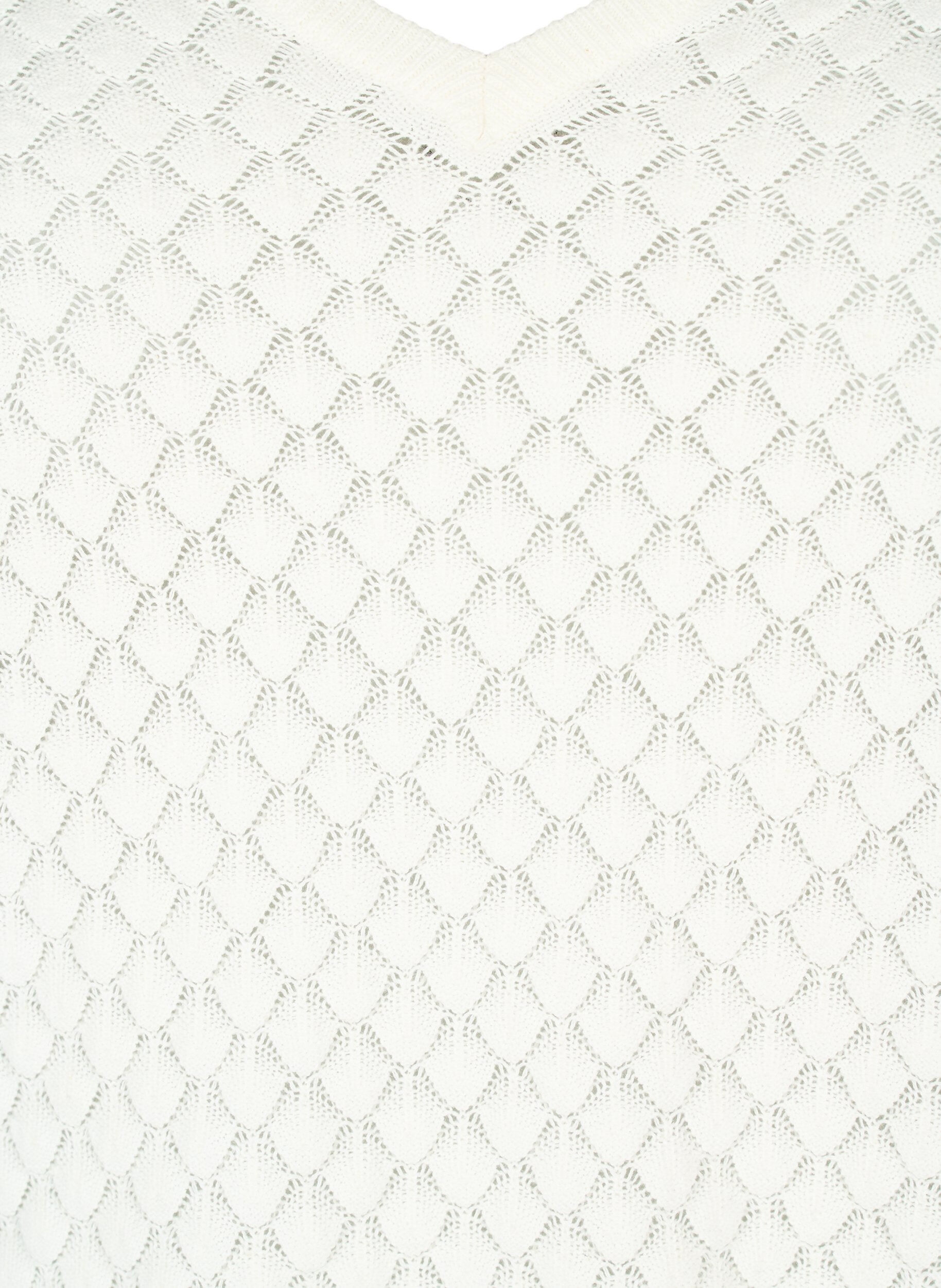 Zizzi Pullover mit Strukturmuster aus Bio-Baumwolle	, Cloud Dancer, Packshot image number 2