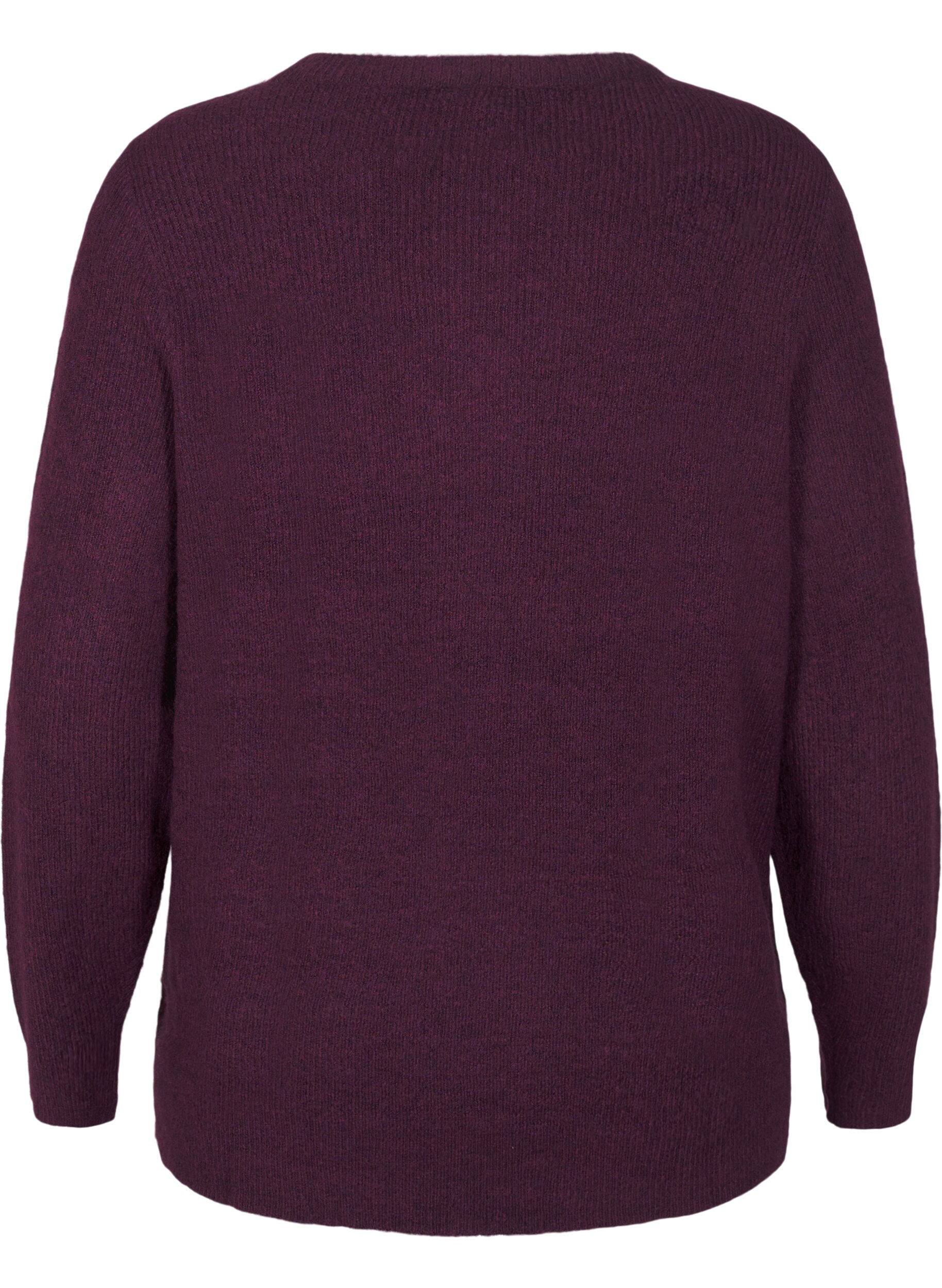 Zizzi Melange-Pullover mit Rundhalsausschnitt, Potent Purple Mel., Packshot image number 1