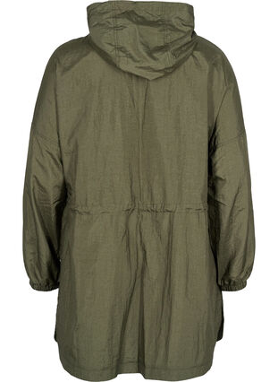 Langer Anorak mit Kapuze und Taschen - Grün - Gr. 42-64 - Zizzi