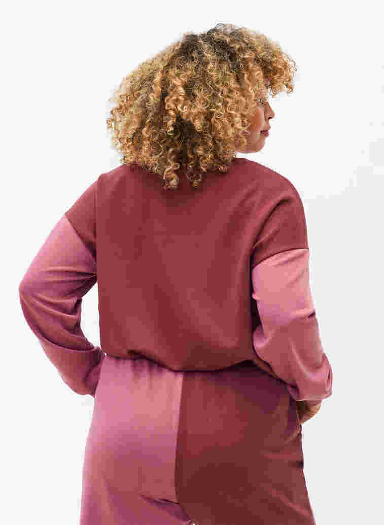 Sweater mit Colour-Block, Red Mahogany/Rose B, Model