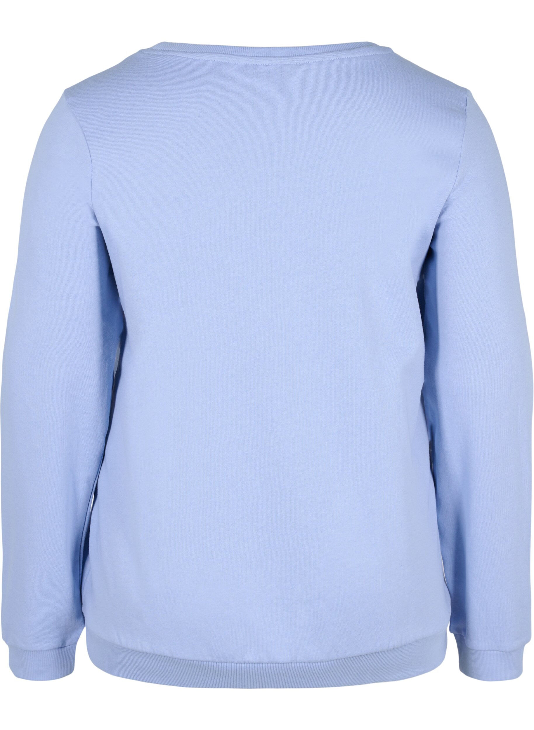 Zizzi Baumwollsweatshirt mit Textaufdruck, Blue Heron, Packshot image number 1