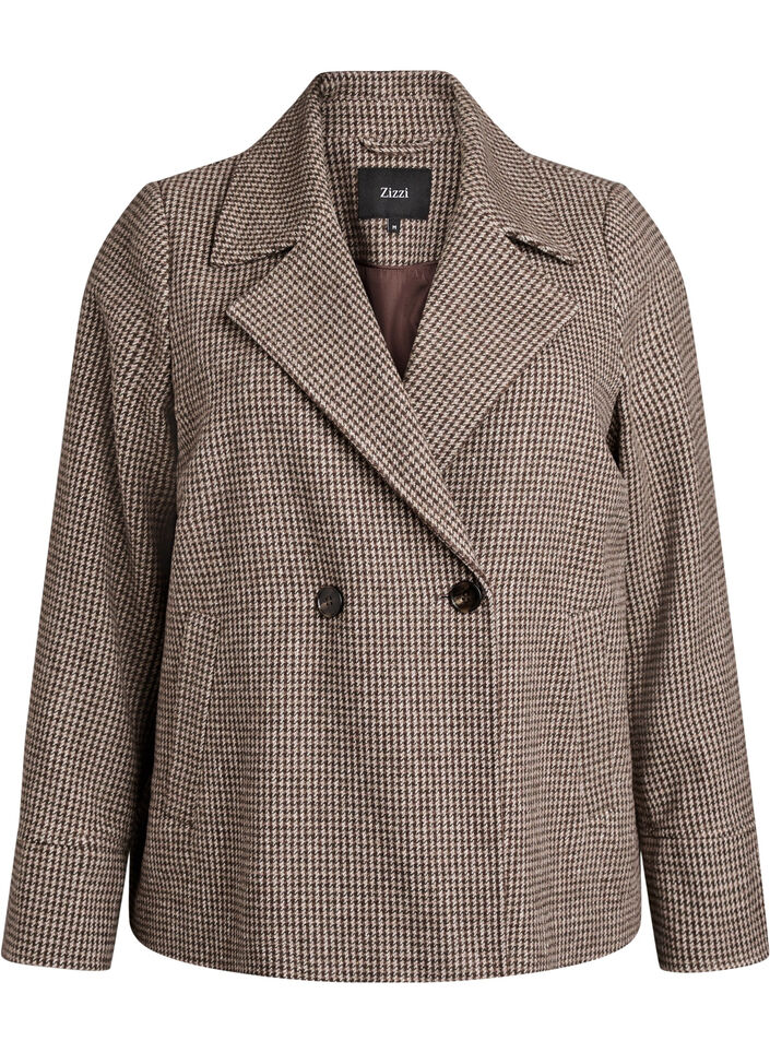 Kurzer zweireihiger Blazer, Braun, Packshot image number 0