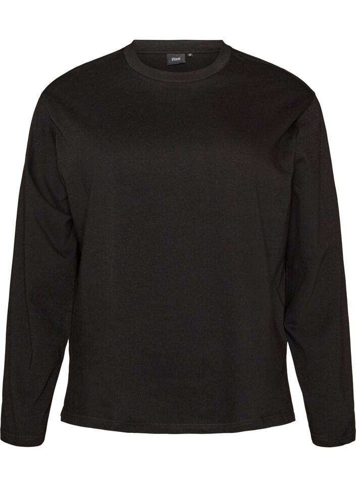 Basic T-Shirt mit langen &Auml;rmeln, Schwarz, Packshot image number 0