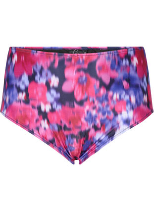 Bikinihose mit Aufdruck und hoher Taille, Pink Flower AOP, Packshot image number 0