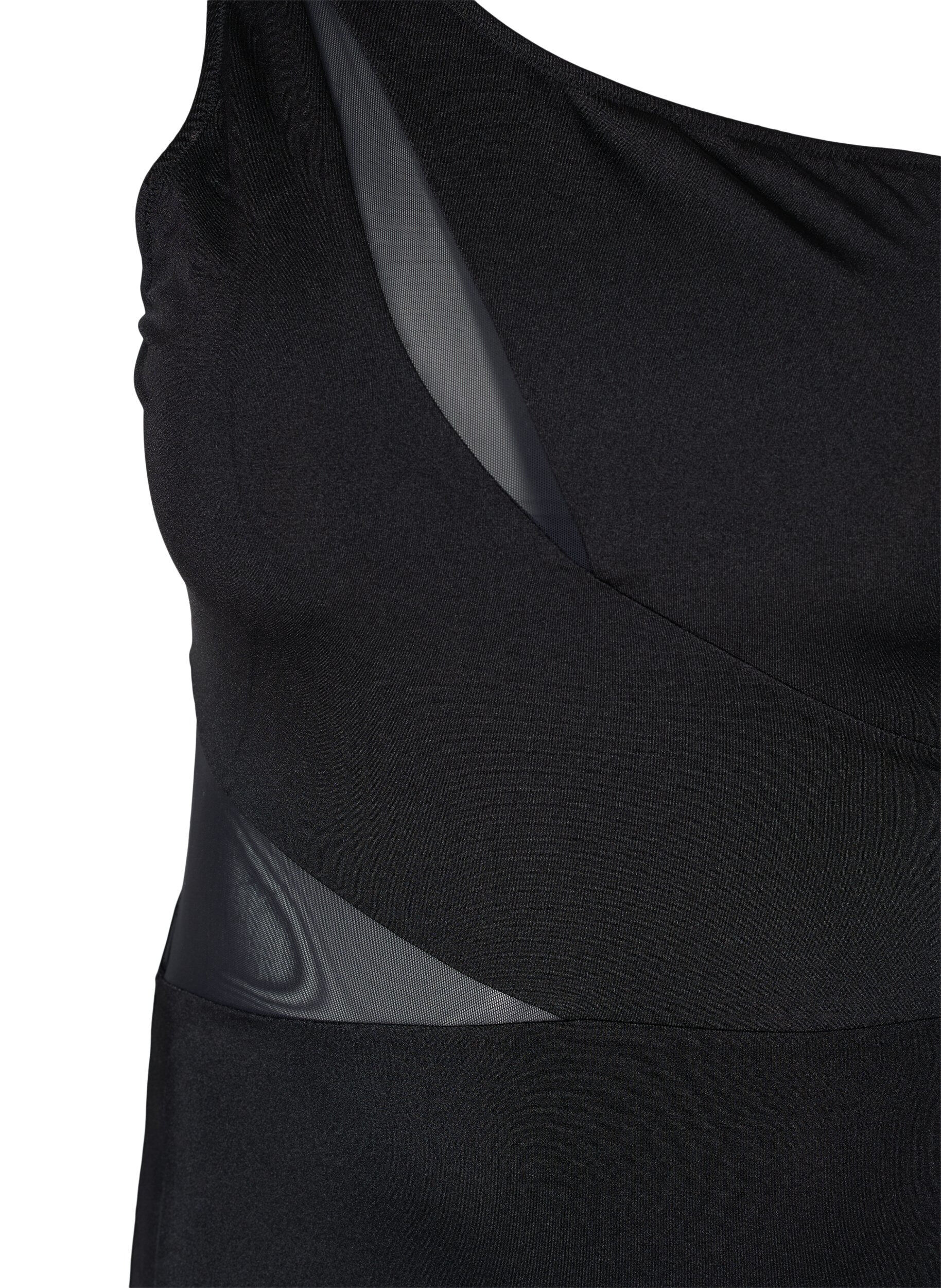 Zizzi One-Shoulder-Badeanzug mit Mesh, Black, Packshot image number 2