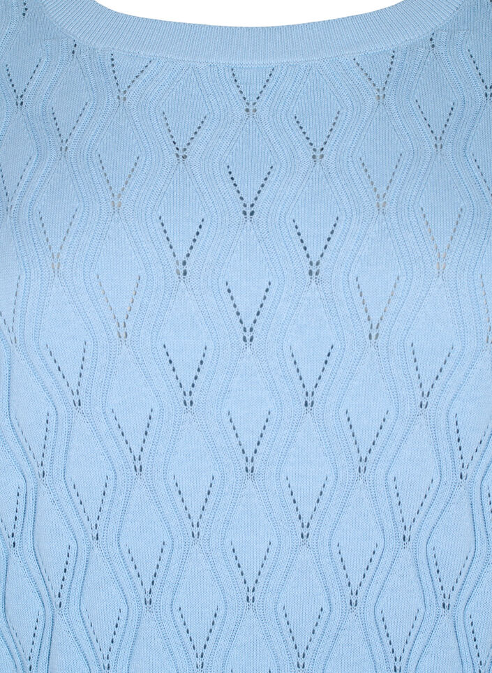 Pullover mit Lochmuster und U-Boot-Ausschnitt	, Blue Bell, Packshot image number 2