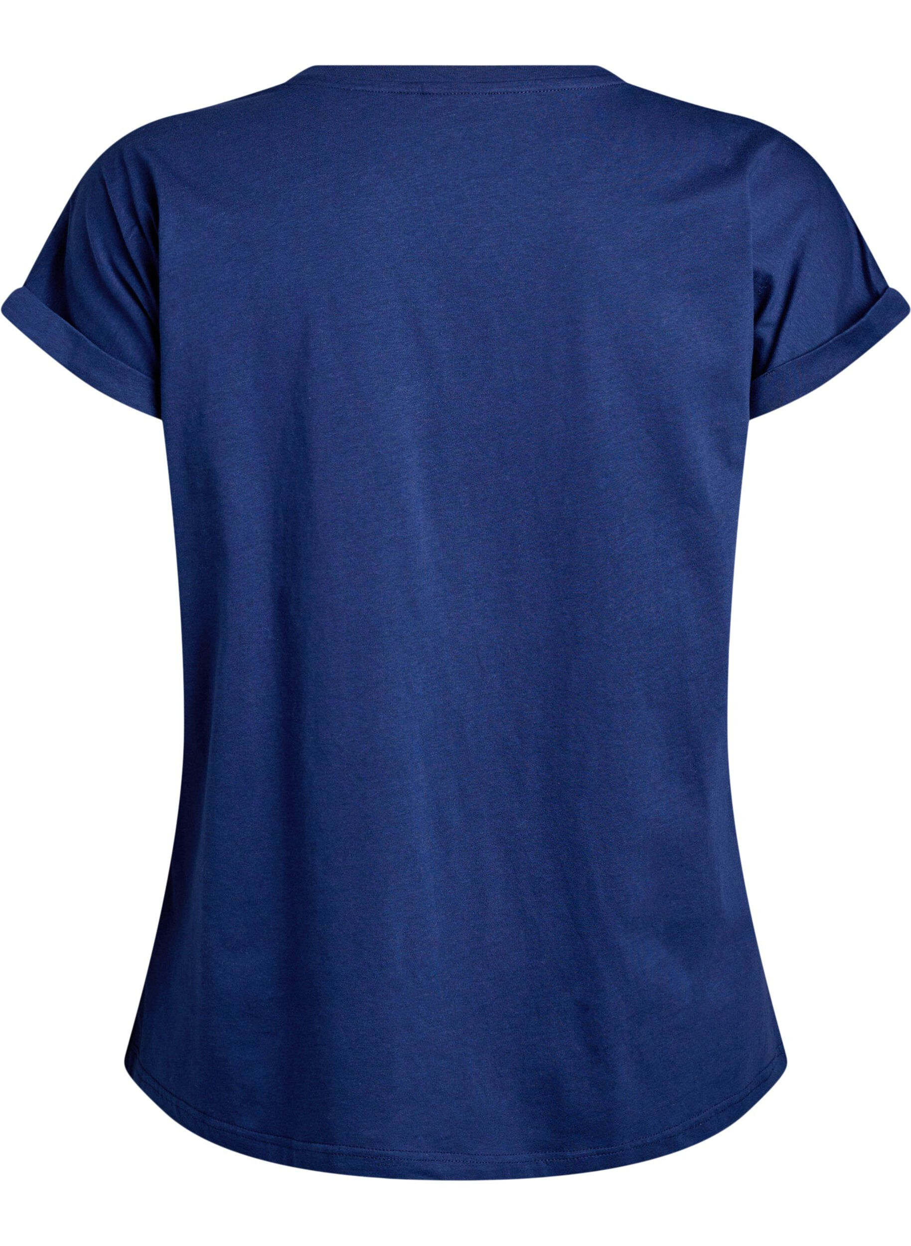 Zizzi T-Shirt mit goldfarbenem Blumendruck, Naval A. Gold Rose, Packshot image number 1