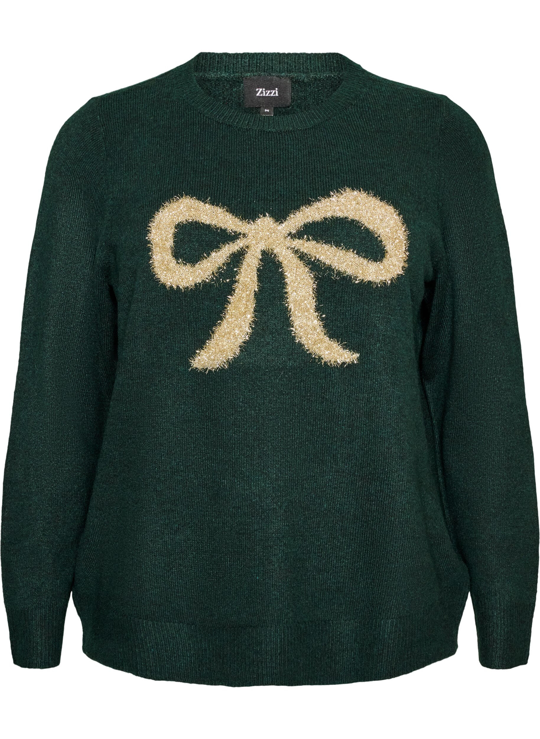 ZizziPullover mit Glitzerschleife, Gr&uuml;n, Packshot image number 0