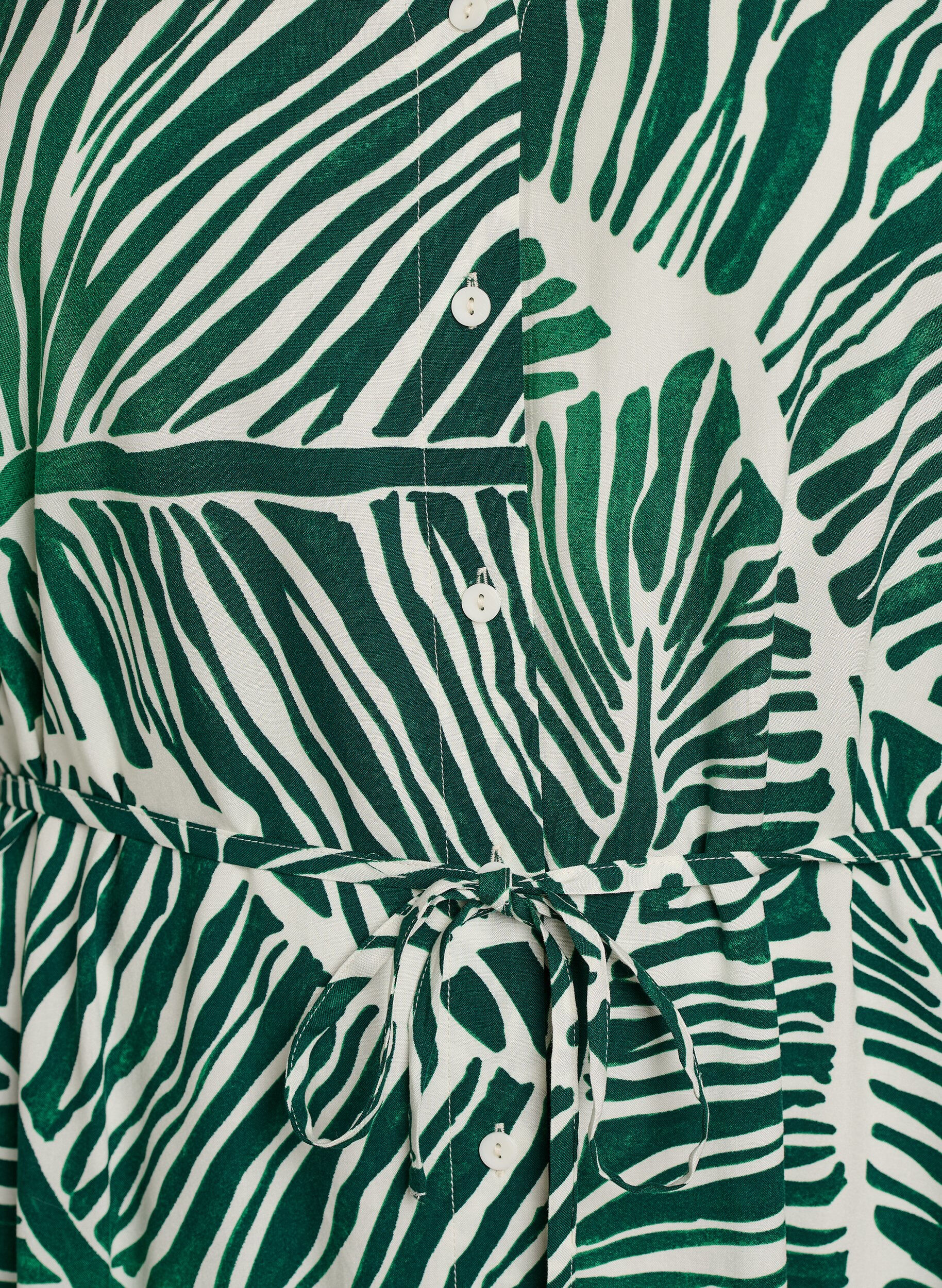 Zizzi Midikleid mit Print und Bindeg&uuml;rtel, Gr&uuml;n, Packshot image number 2