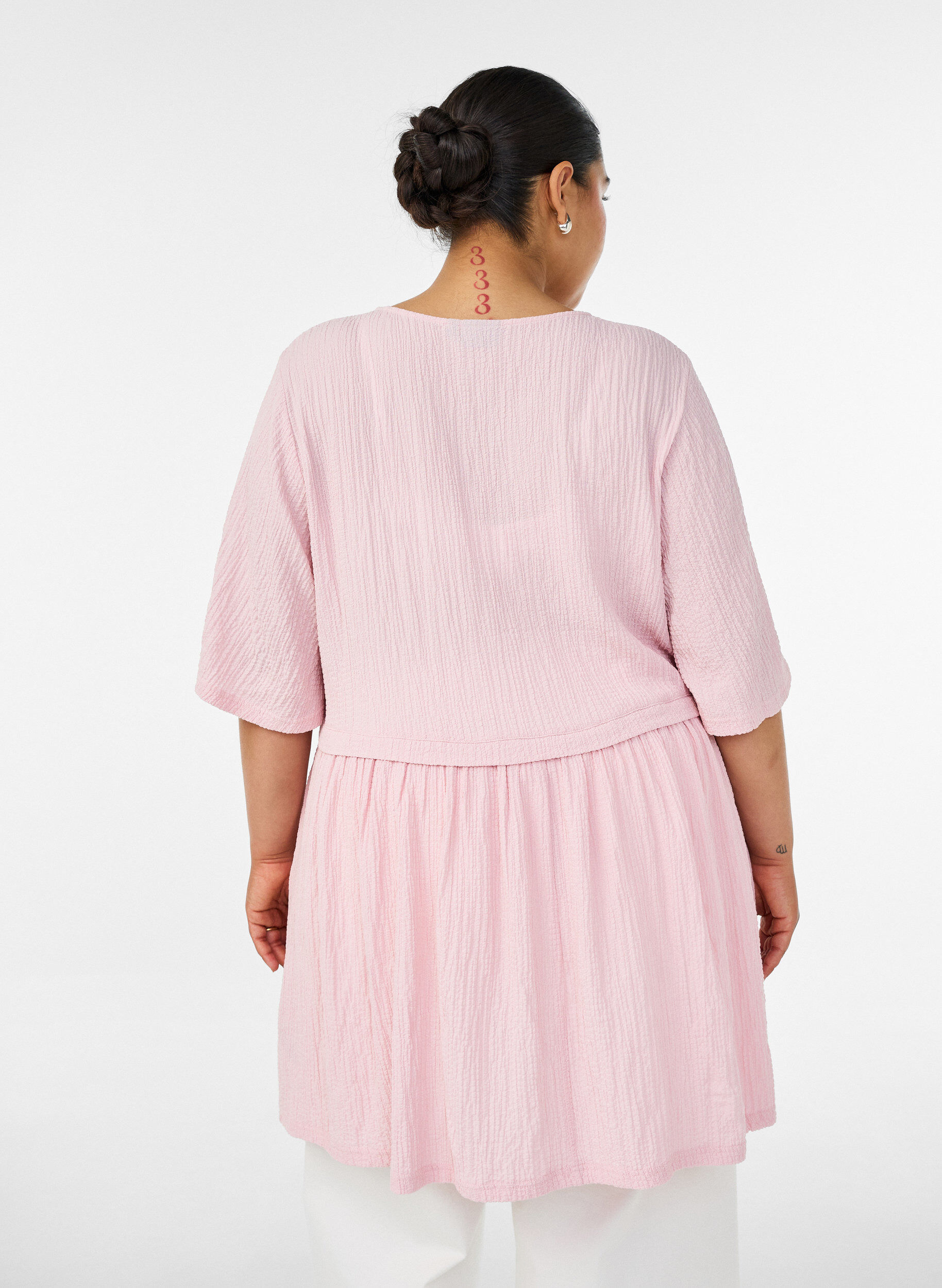 ZizziTunika mit Crinkle-Struktur und 1/2-&Auml;rmeln, Pink, Model image number 2