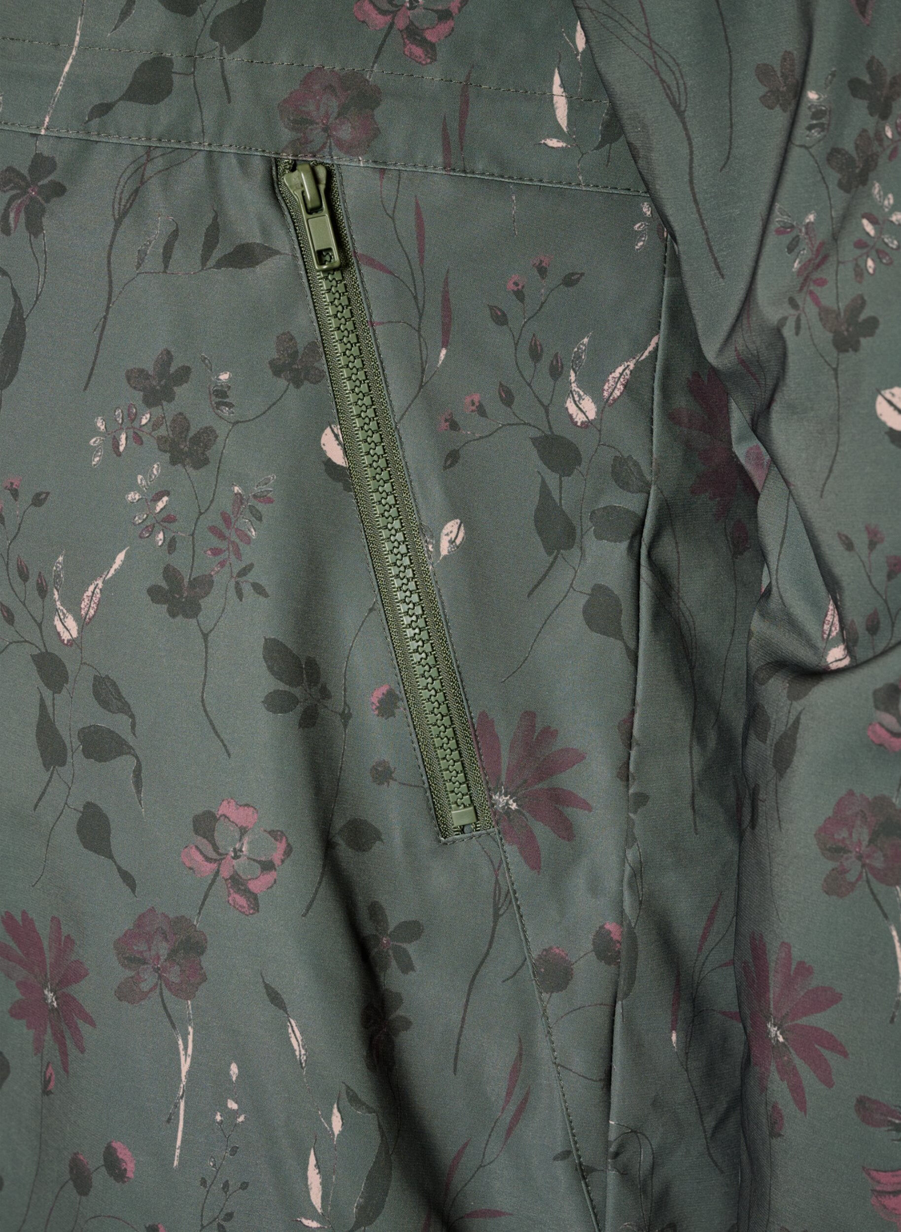 ZizziGepolsterte Winterjacke mit Blumenprint, Gr&uuml;n, Packshot image number 3