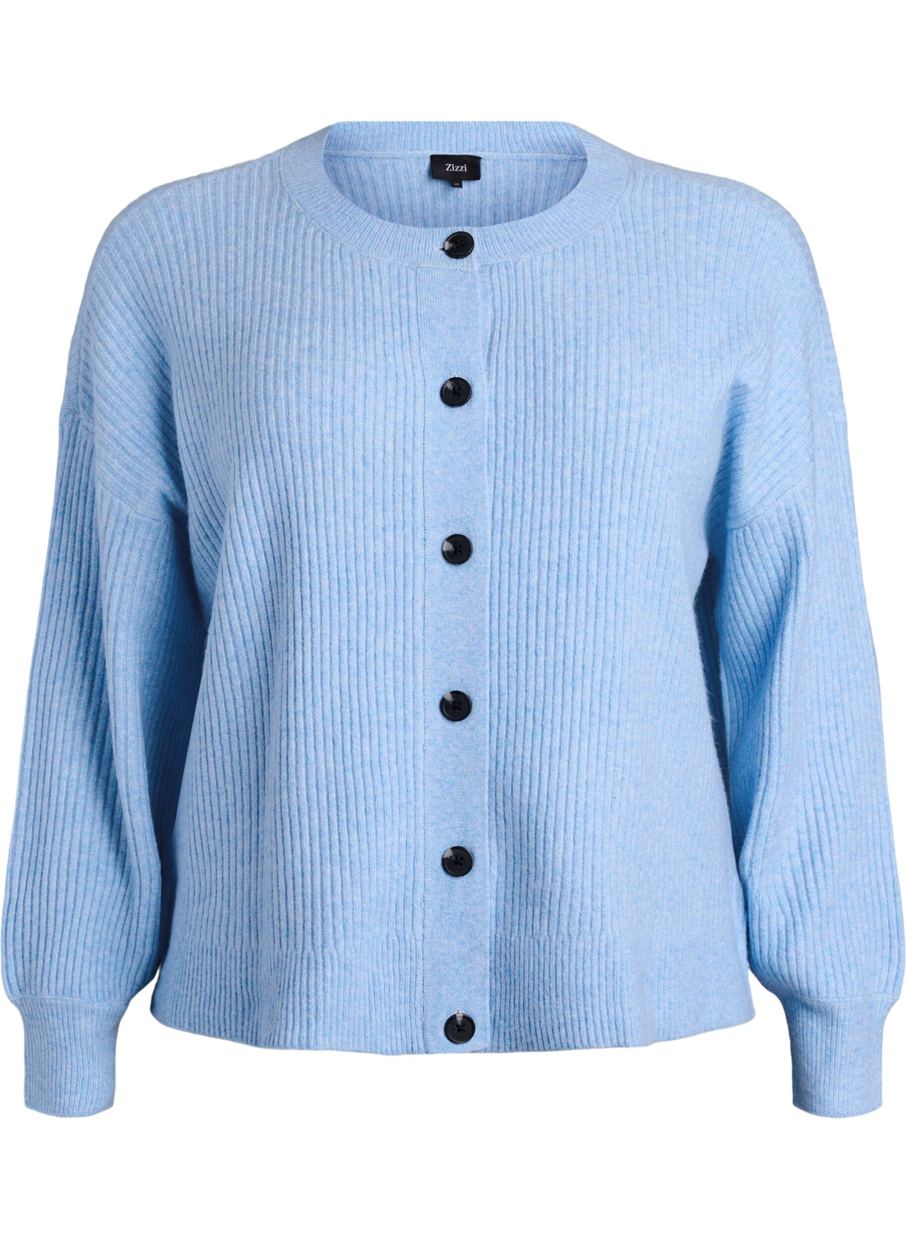 Rippenstrick Strickjacke mit Kn&ouml;pfen