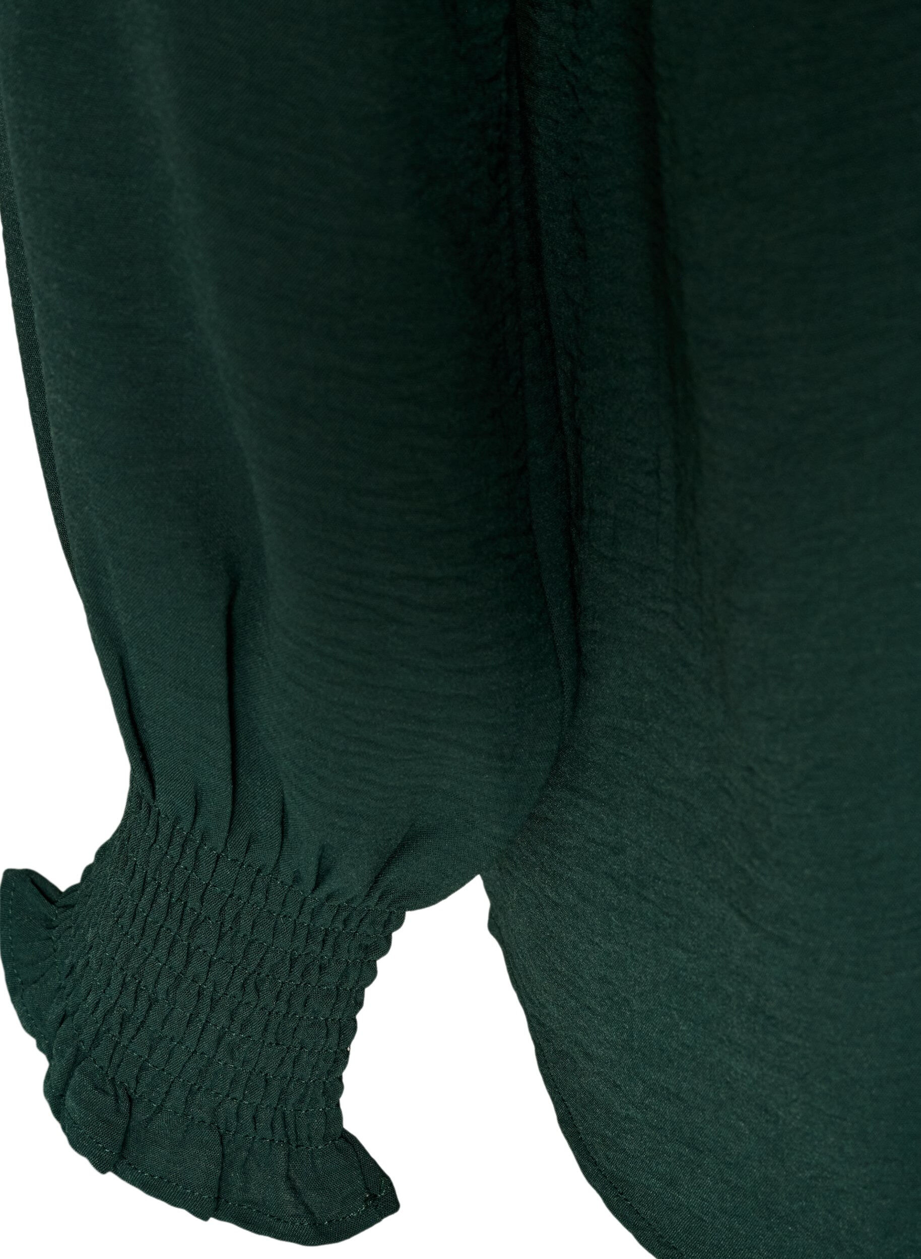ZizziBluse mit Smockb&uuml;ndchen und V-Ausschnitt, Gr&uuml;n, Packshot image number 3