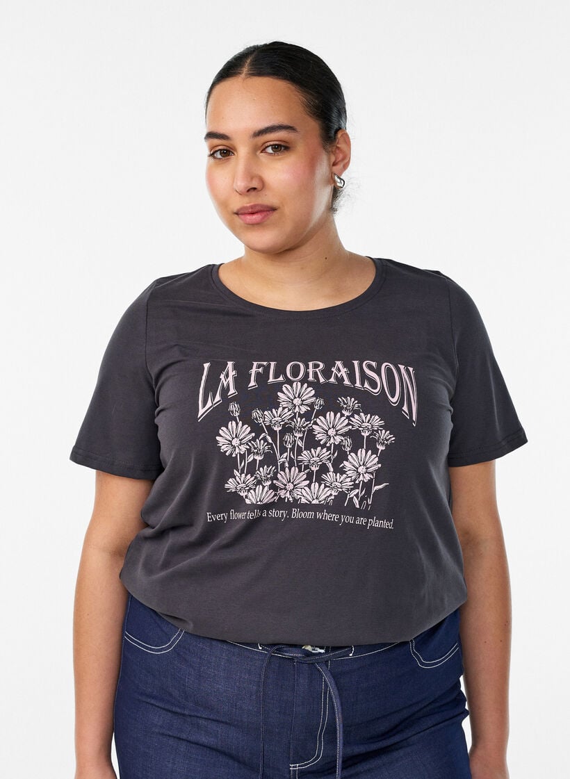T-Shirt mit Print, Grau, Model image number 0