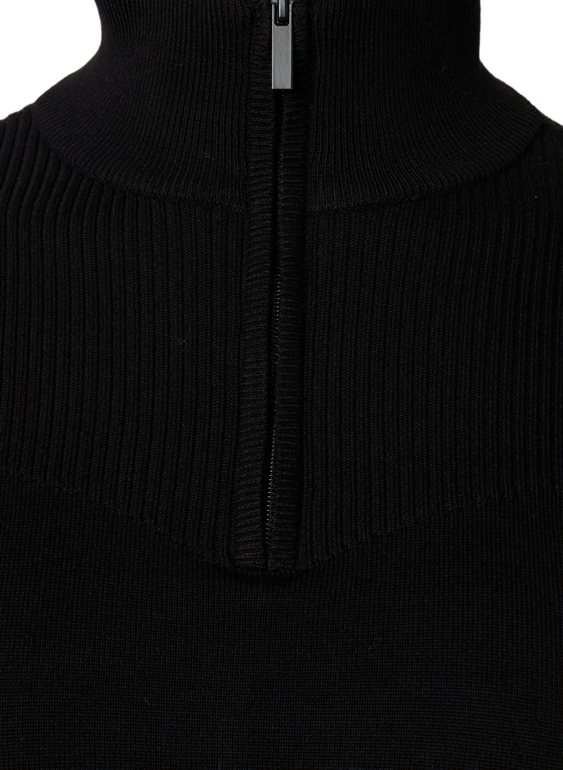 Zizzi Pullover aus Viskose mit hohem Halsauschnitt und Rei&szlig;verschluss, Black, Packshot image number 2