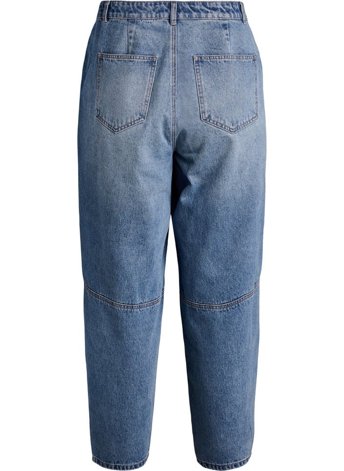 Hoch taillierte Barrel-Jeans, Blau, Packshot