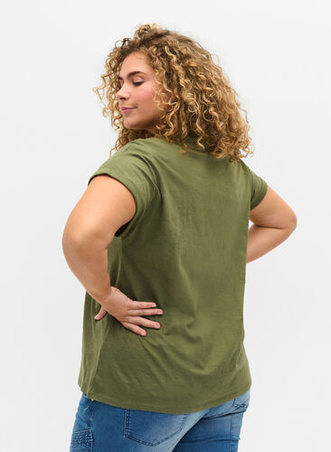 T-Shirt mit Aufdruck in Bio-Baumwolle, Four Leaf CloverText, Model image number 1