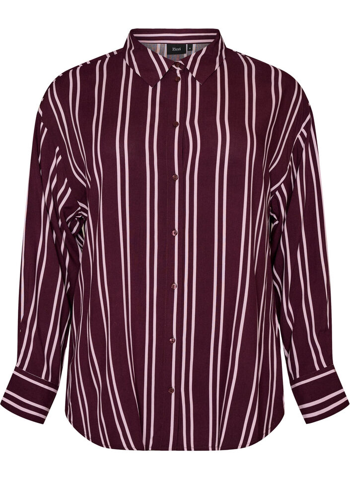 Gestreiftes Nachthemd, Dunkles Bordeaux, Packshot image number 0