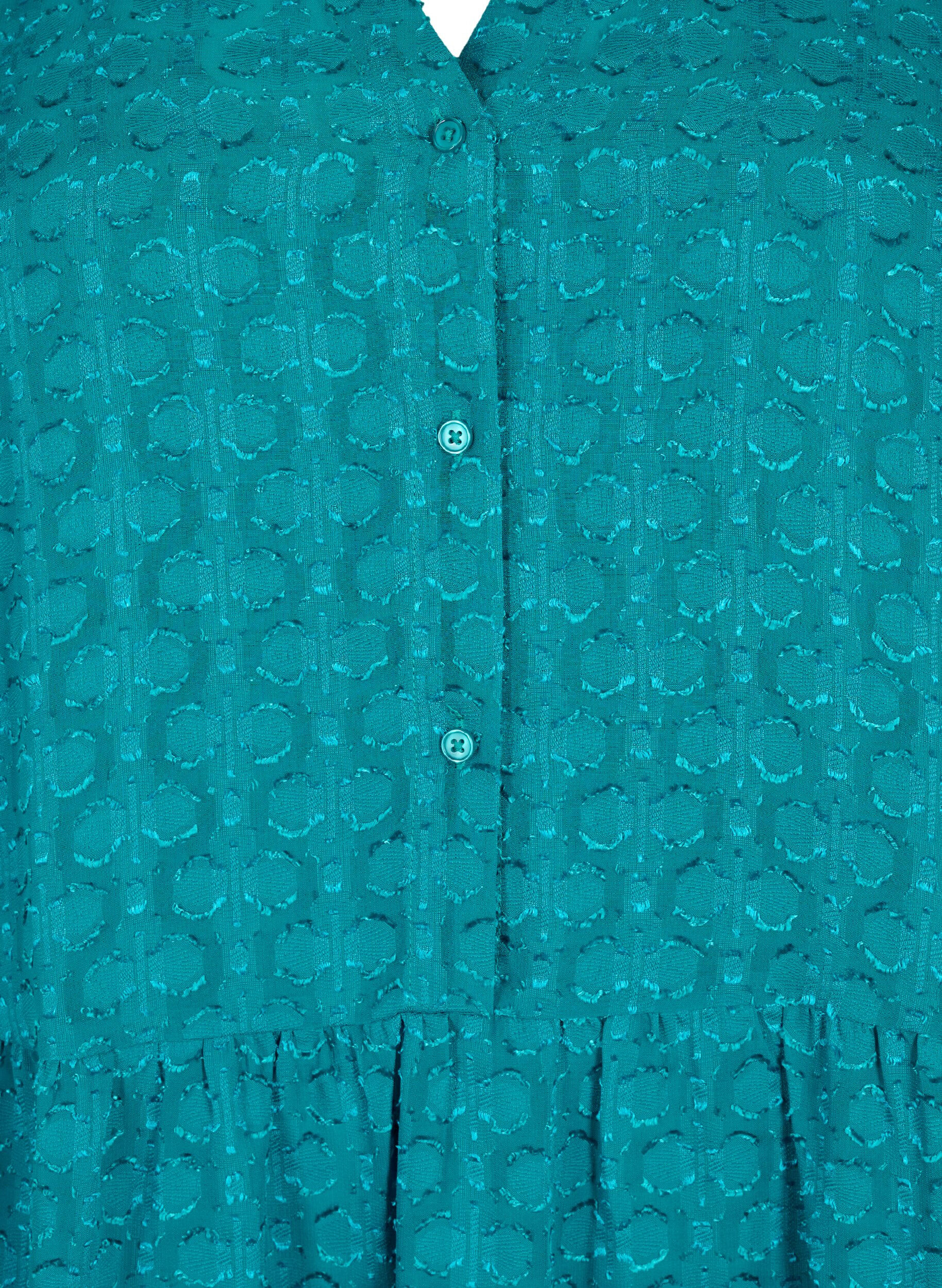 Zizzi Jacquard-Kleid mit R&uuml;schenkragen, Deep Lake, Packshot image number 2