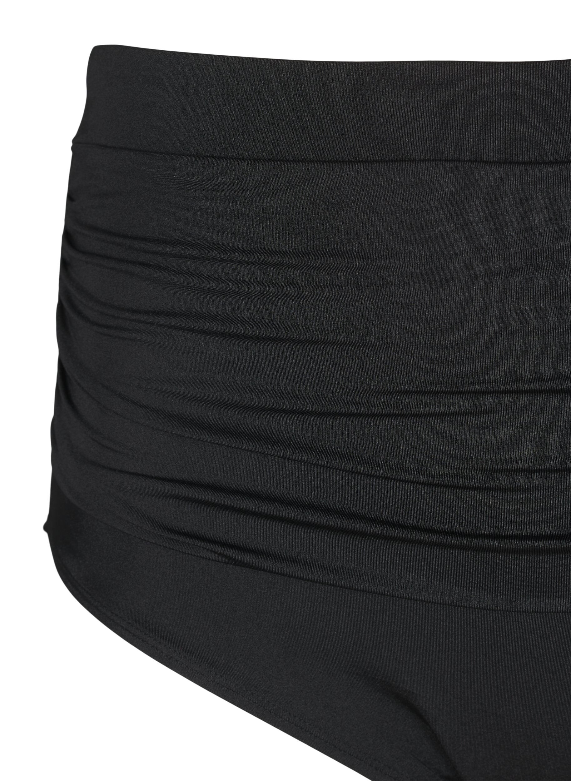 ZizziBikini-Slip mit Drapierung und hoher Taille, Schwarz, Packshot image number 2