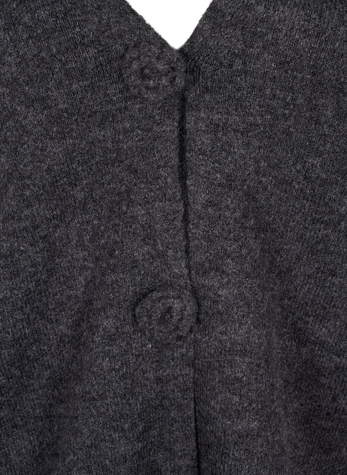 Kurze Strickjacke mit Blumenknöpfen, Dark Grey Melange, Packshot image number 2
