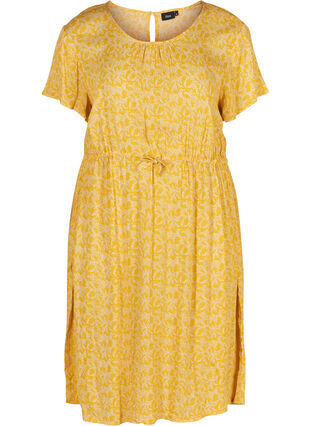 Kleid mit kurzen Ärmeln, Yellow Branch, Packshot image number 0