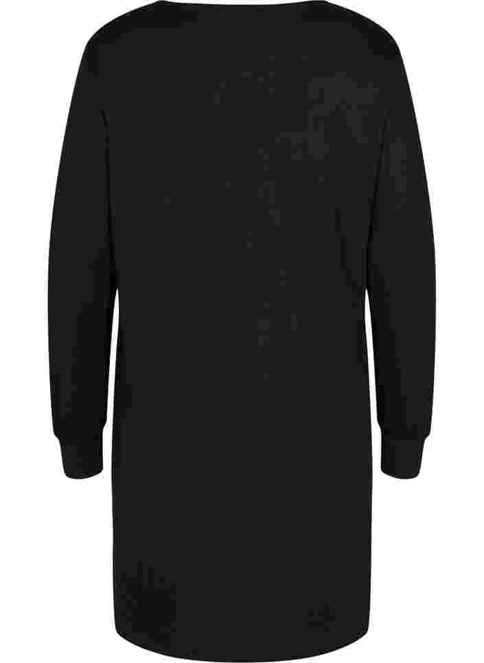 Langärmeliges Kleid mit Spitzendetails, Black, Packshot image number 1