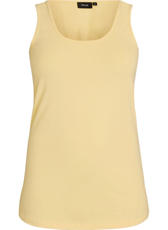 Einfarbiges Basic Top aus Baumwolle, Gelb, Packshot image number 0