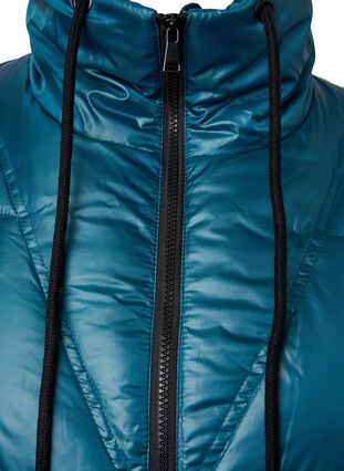 Glänzende Steppjacke mit Reißverschluss und Taschen, Deep Teal, Packshot image number 2