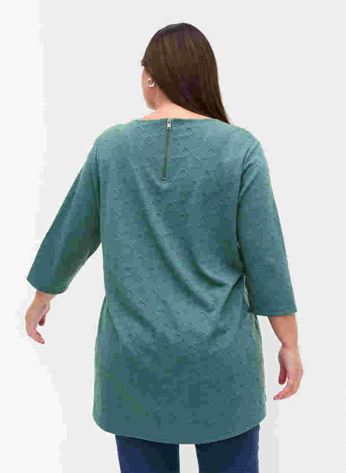 Bluse mit Rundhals und 3/4-Ärmeln, Sagebrush Green, Model image number 1